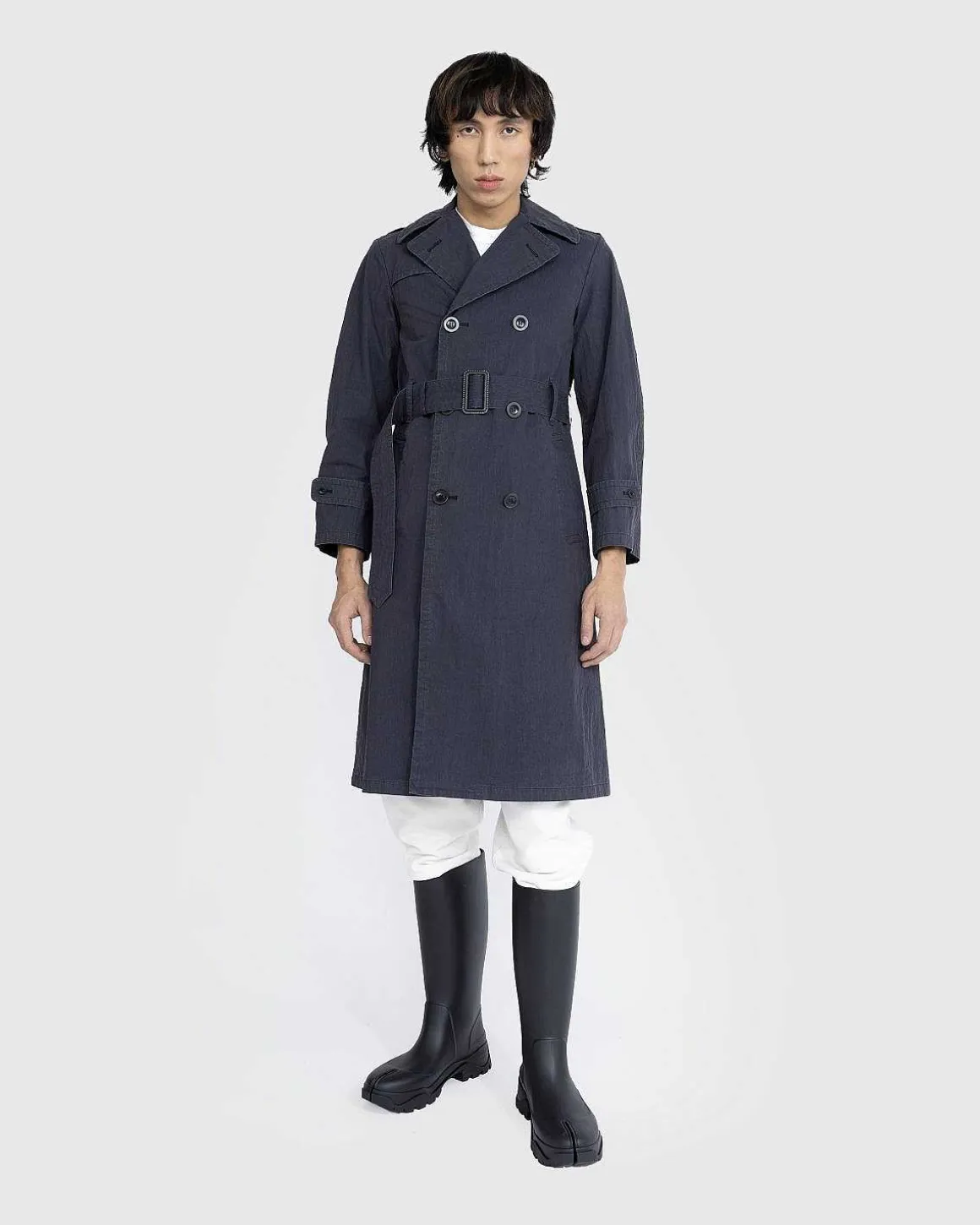 Dobbeltradet Trenchcoat Sort/Vasket