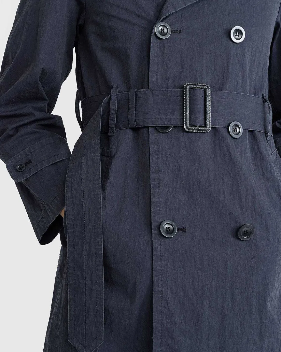 Dobbeltradet Trenchcoat Sort/Vasket