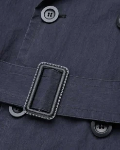 Dobbeltradet Trenchcoat Sort/Vasket