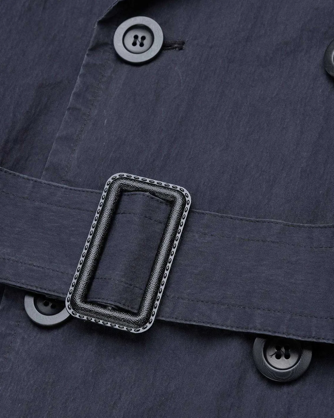 Dobbeltradet Trenchcoat Sort/Vasket