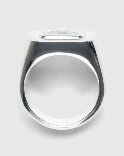 Emerald Cut Signet Ring Solv/Hvid
