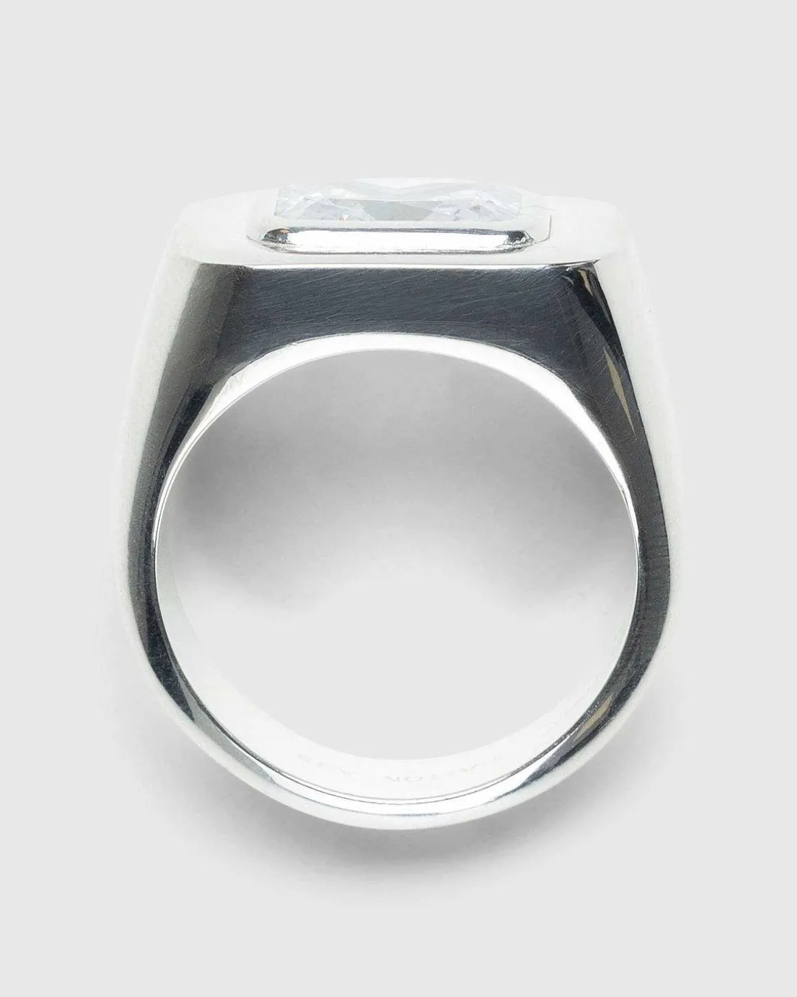 Emerald Cut Signet Ring Solv/Hvid