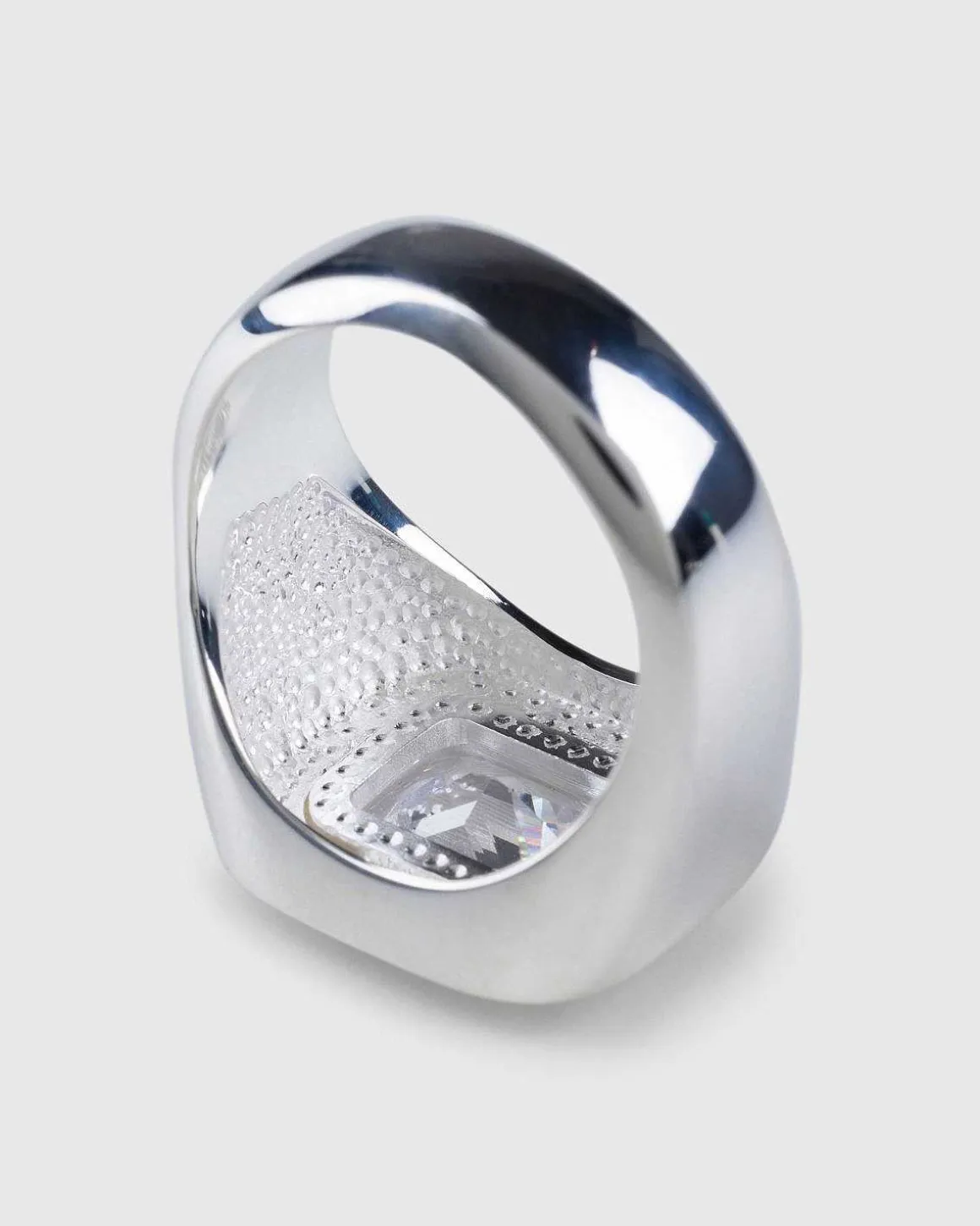 Emerald Cut Signet Ring Solv/Hvid