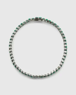 Emerald Cut Tennis Armband Solv/Smaragd