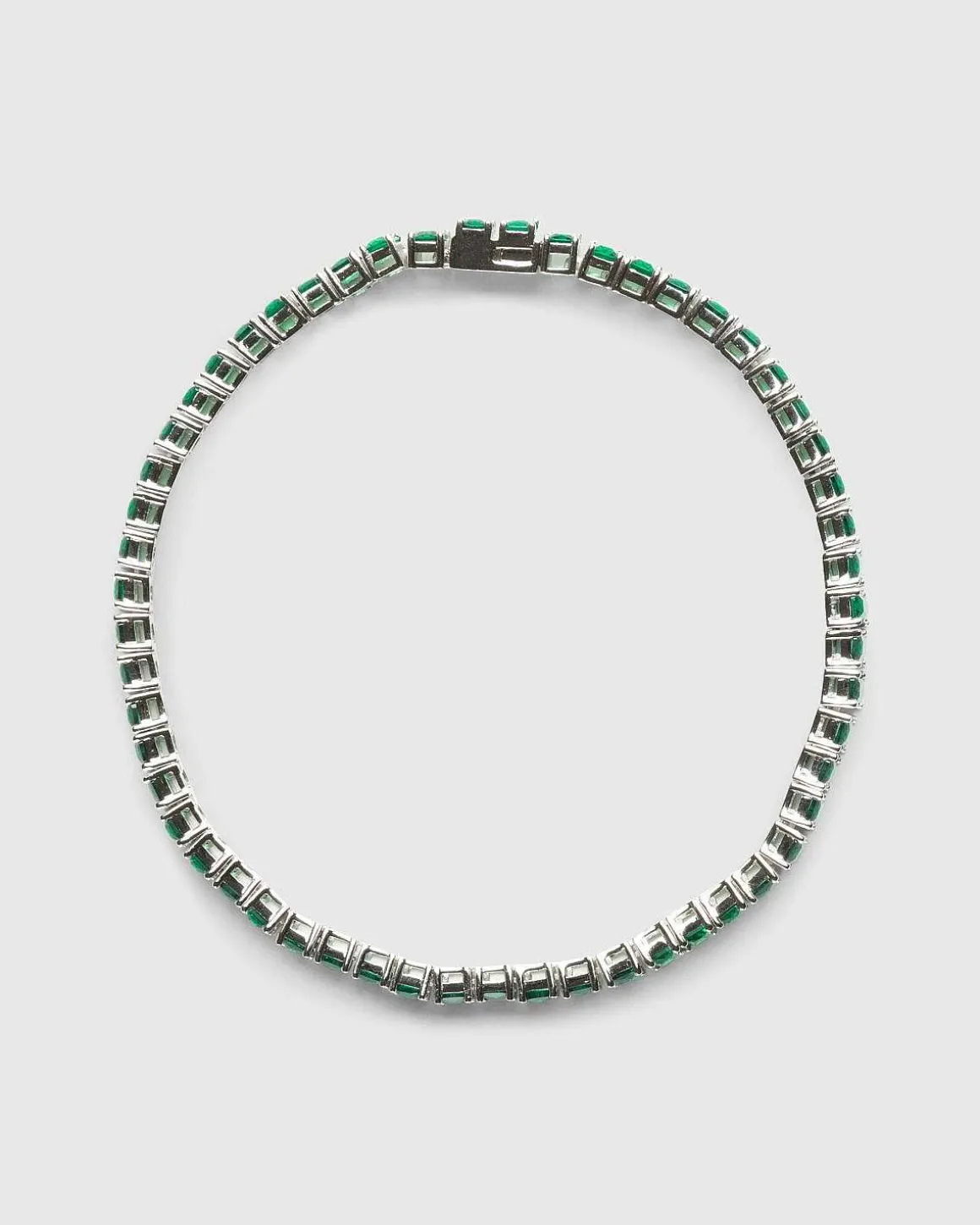 Emerald Cut Tennis Armband Solv/Smaragd