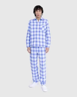 Flanell Pyjamasskjorte Lysebla Plaid