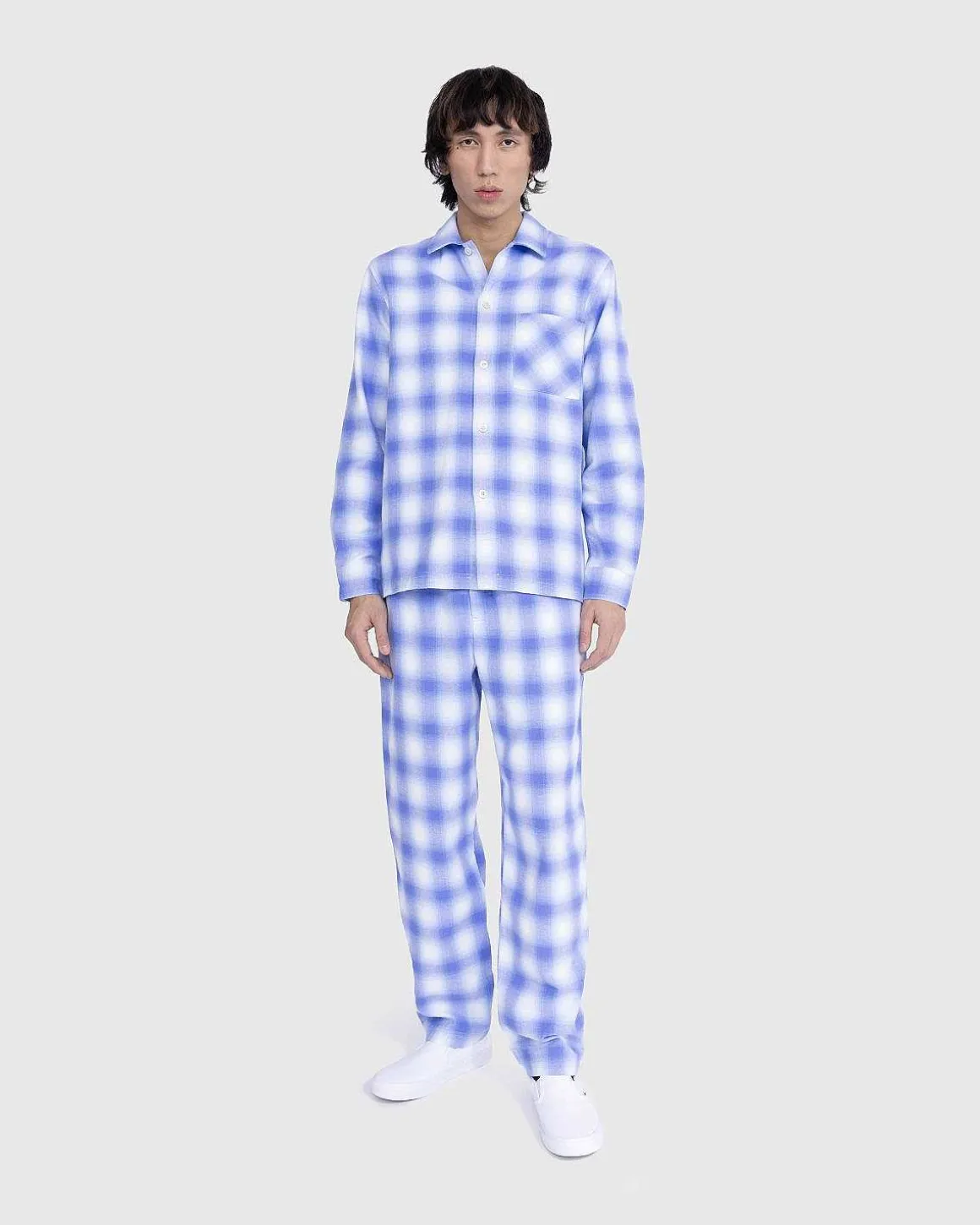 Flanell Pyjamasskjorte Lysebla Plaid