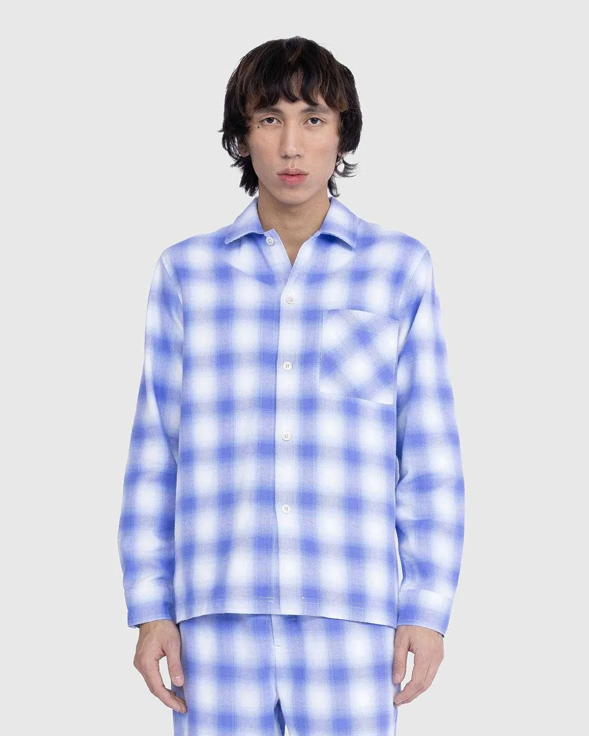 Flanell Pyjamasskjorte Lysebla Plaid