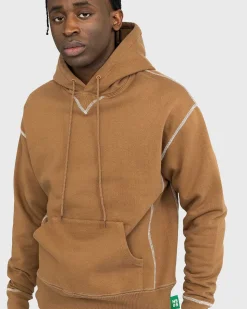 Fleece-Haettetroje Med Kontrastsom Brun