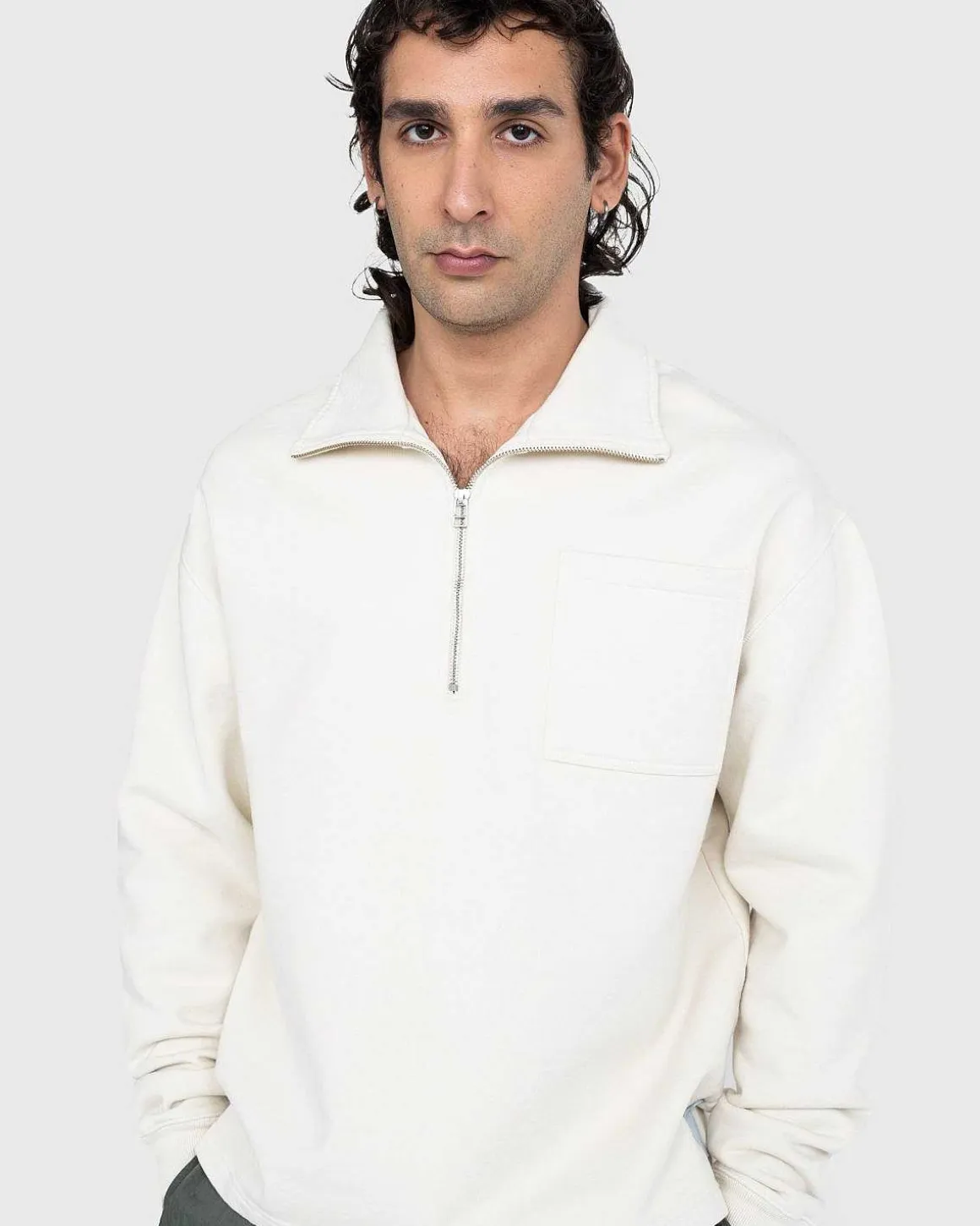 Fleece Quarter Zip Off-White