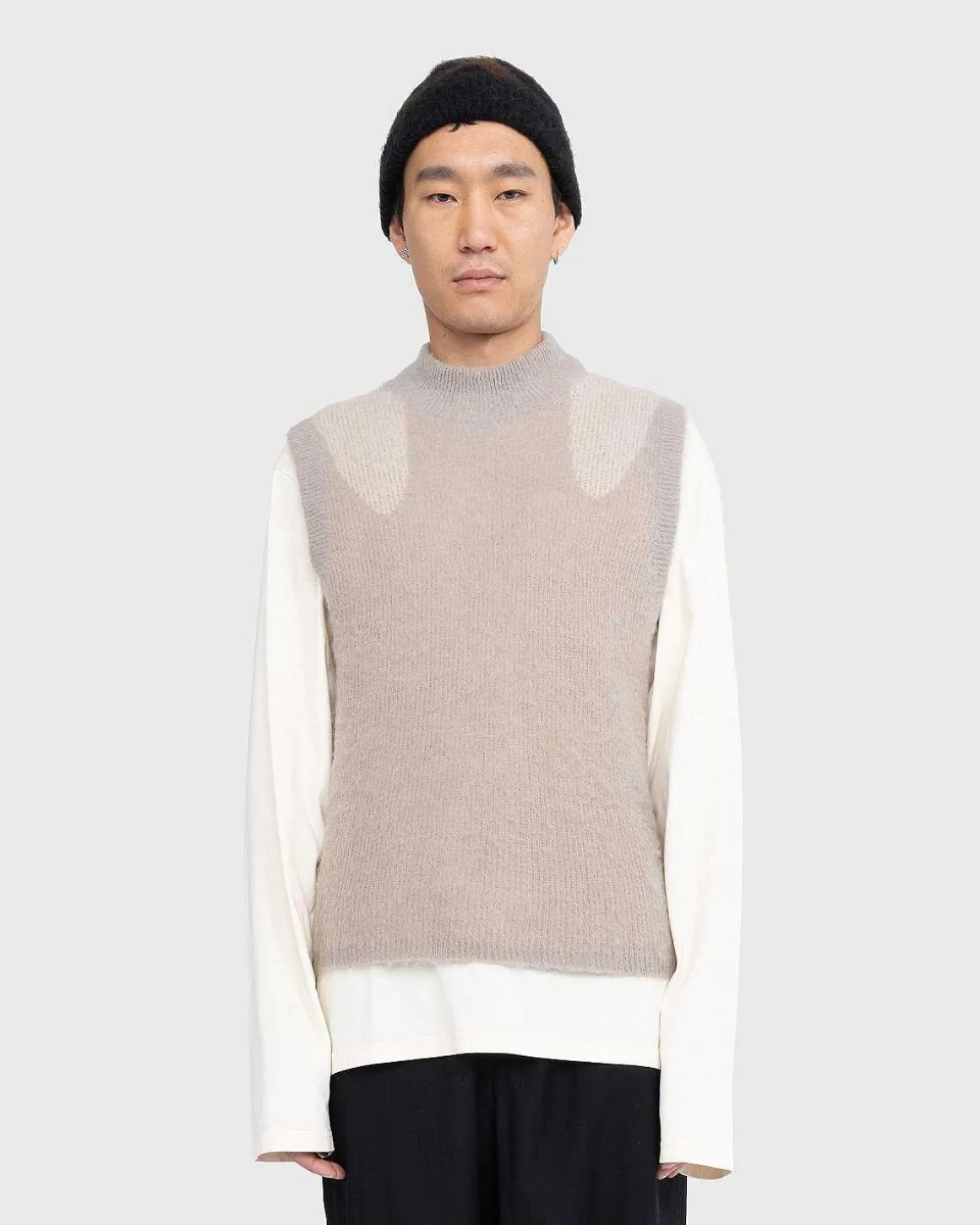 Flydende Alpaca Vest Lysegra