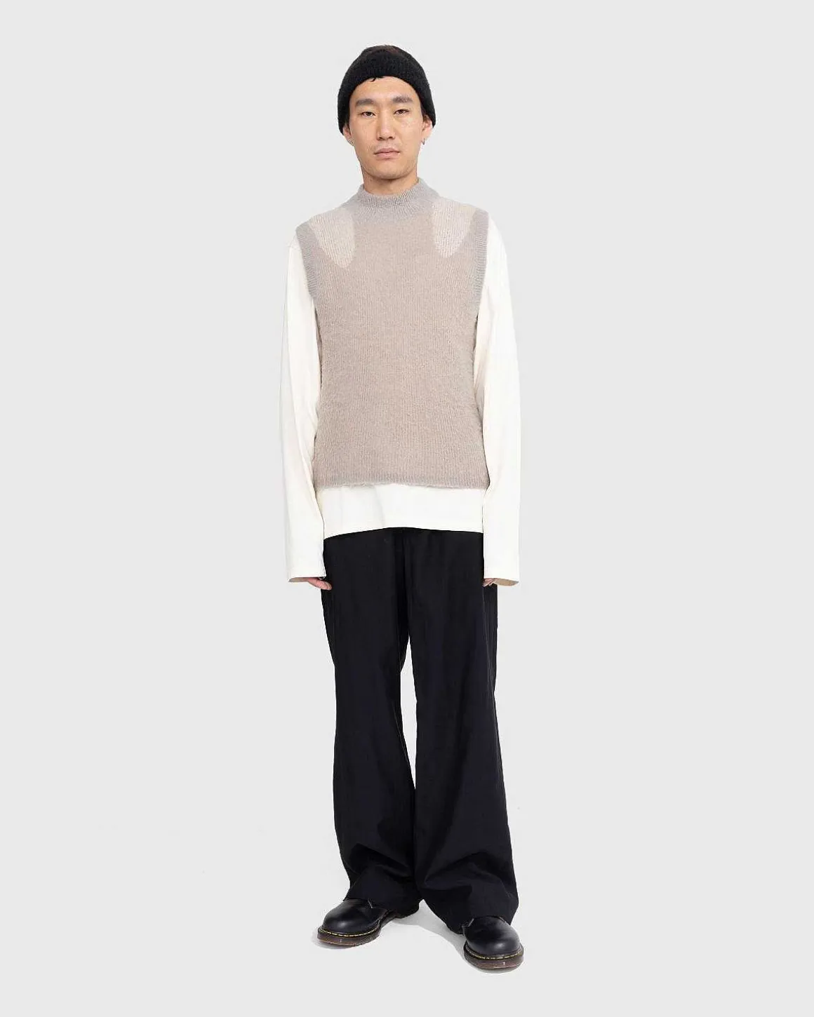 Flydende Alpaca Vest Lysegra