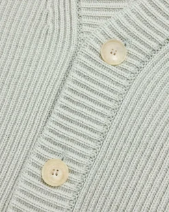 Fransk Merino Rib Strik Cardigan Light Khaki