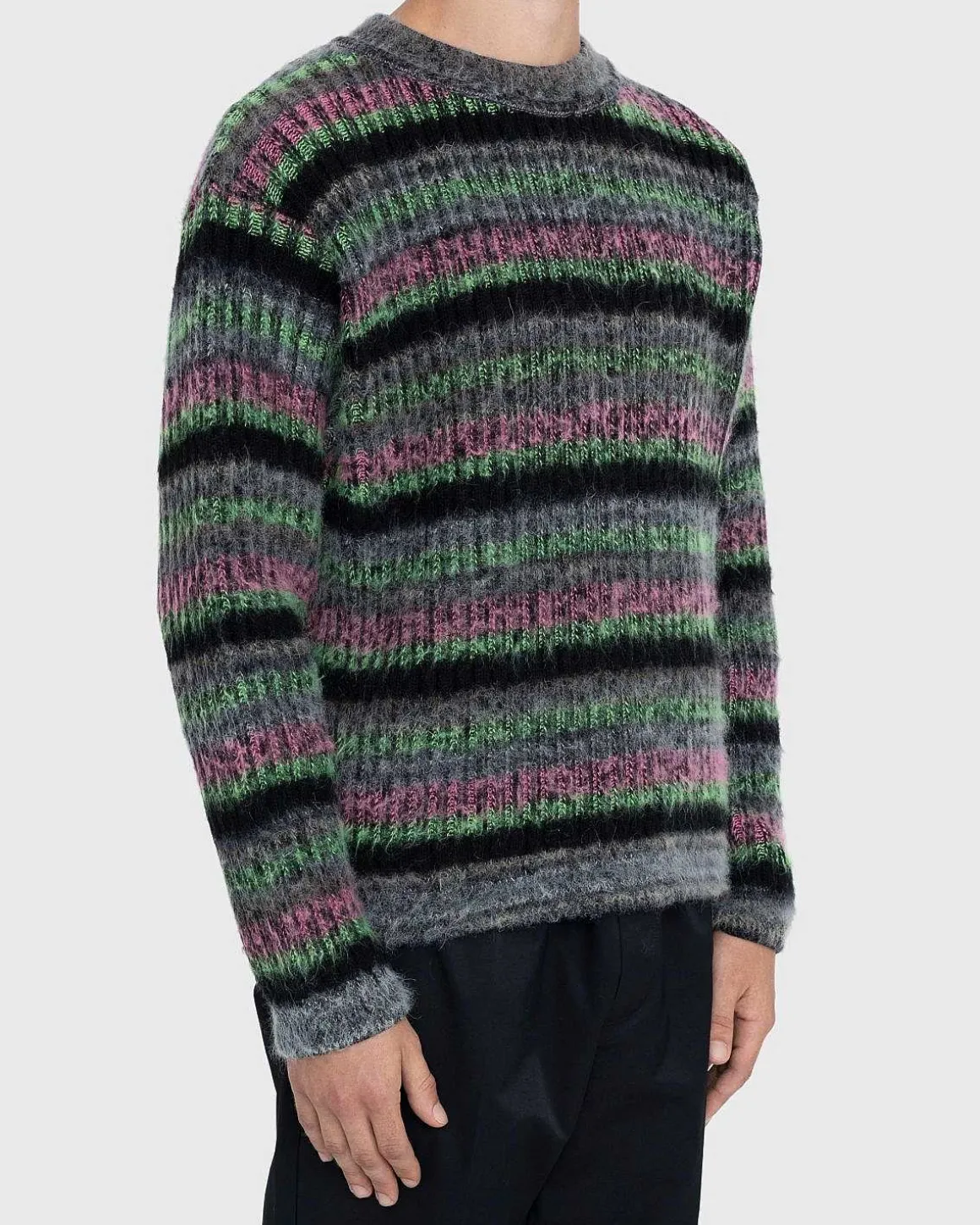 Fuzzy Mohair Crewneck Sweater Multi