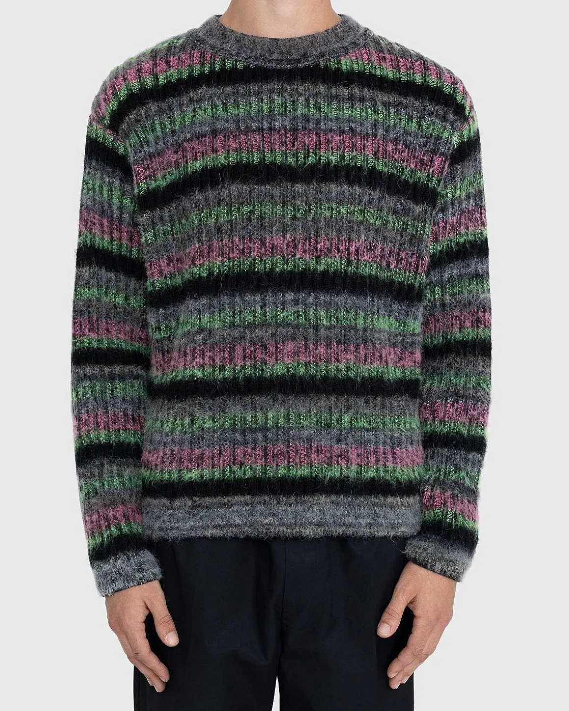 Fuzzy Mohair Crewneck Sweater Multi