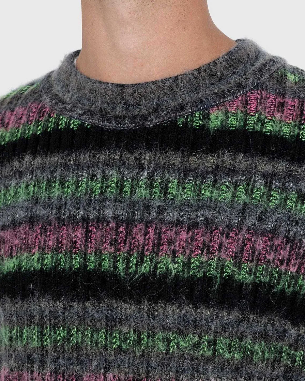 Fuzzy Mohair Crewneck Sweater Multi