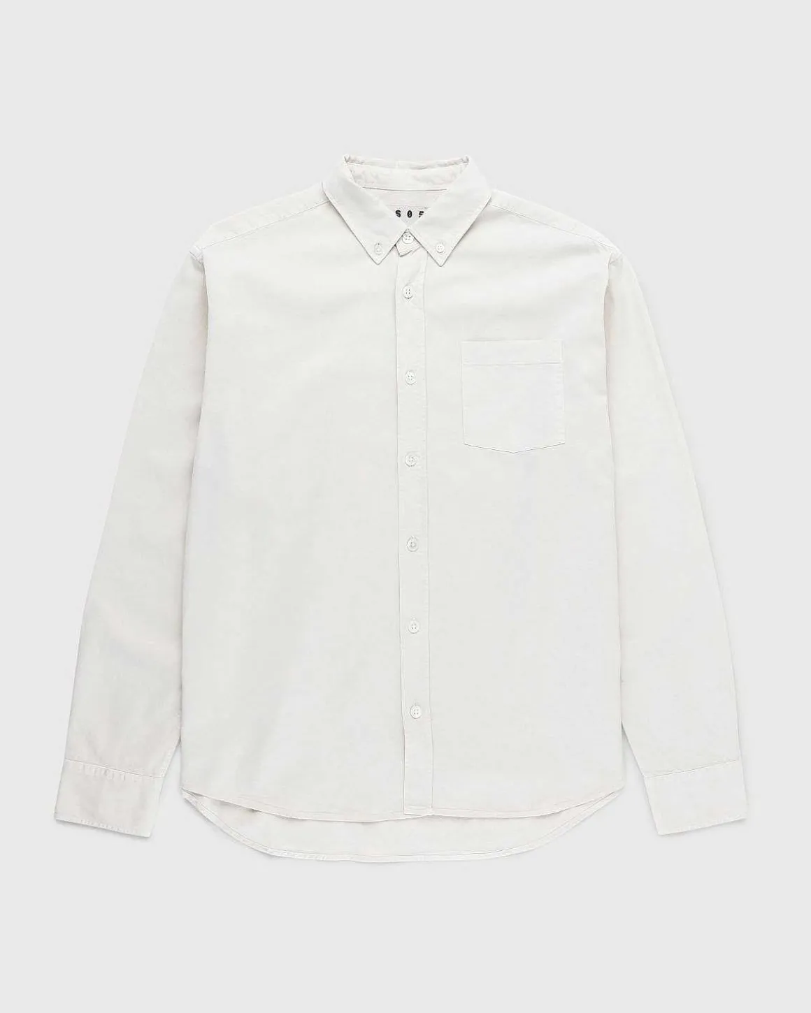 Garment-Dyed Peach Langaermet Skjorte Gra