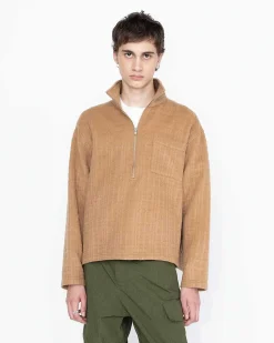 Genanvendt Half-Zip Uld Fleece Brun