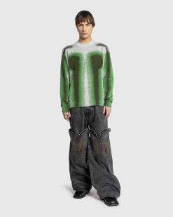 Gradient Knit Crewneck Sweater Gron