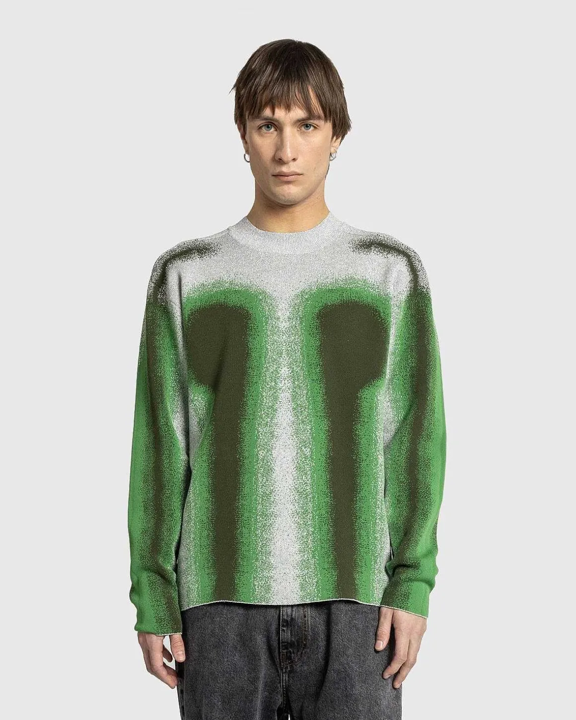 Gradient Knit Crewneck Sweater Gron