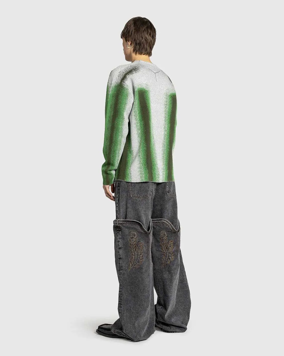 Gradient Knit Crewneck Sweater Gron