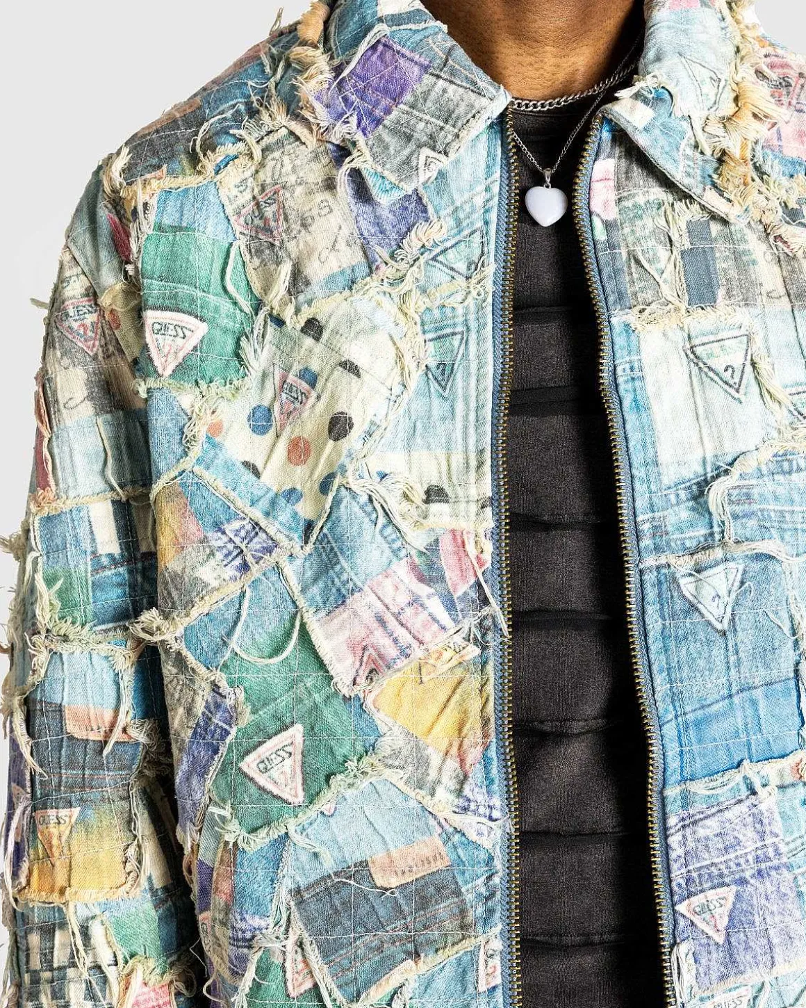 Gusa Quiltet Denimjakke Gusa Patchwork Print