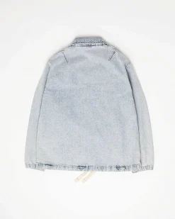 Half-Zip Denim Anorak Washed Light Blue
