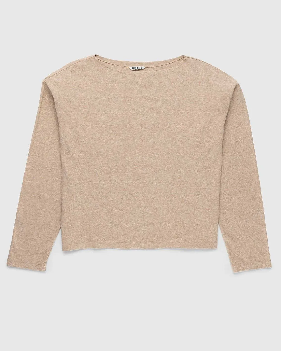 Hard Twist Bomuld Cashmere Boat Neck Langaermet Tee Beige