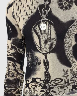 Heraldry Tattoo Top Beige/Navy