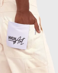 Highart Mixed Panel Canvas Painter Pants Off-White