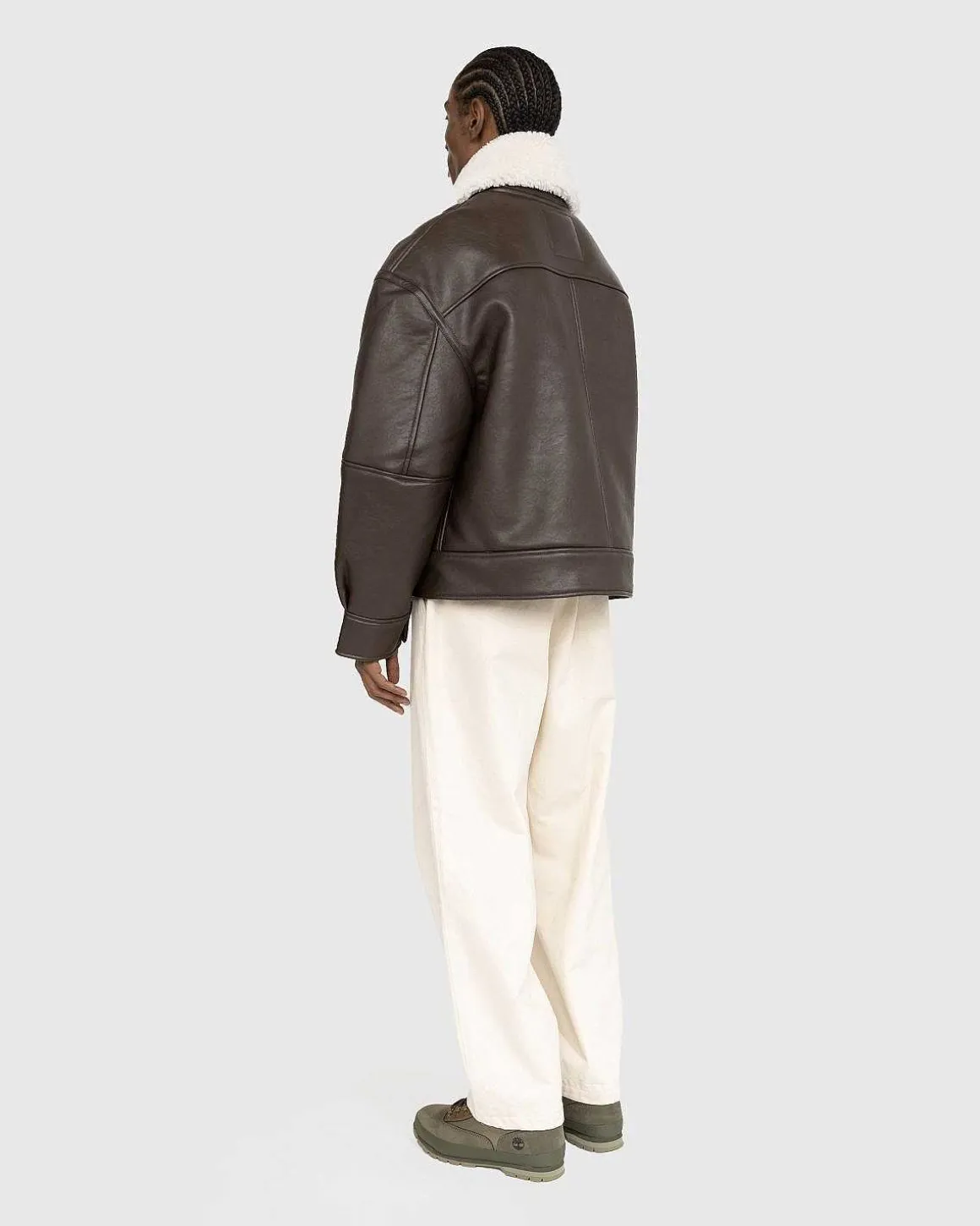 Hook And Eye Shearling-Jakke Morkebrun/Off White