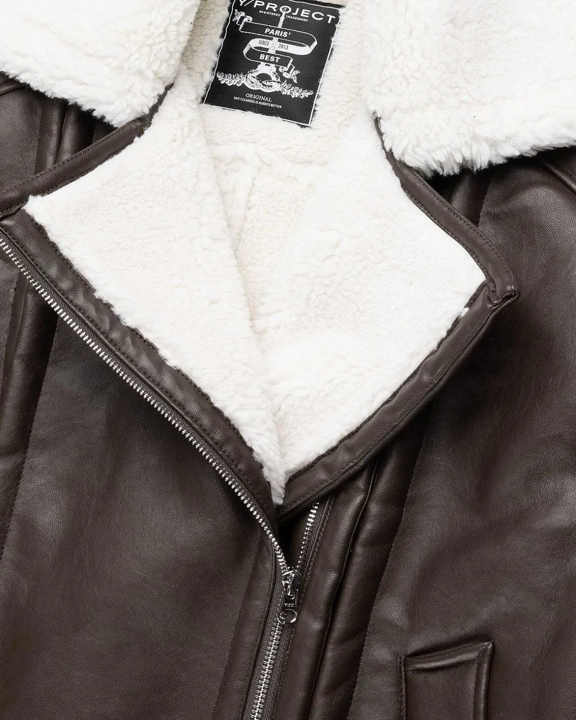 Hook And Eye Shearling-Jakke Morkebrun/Off White