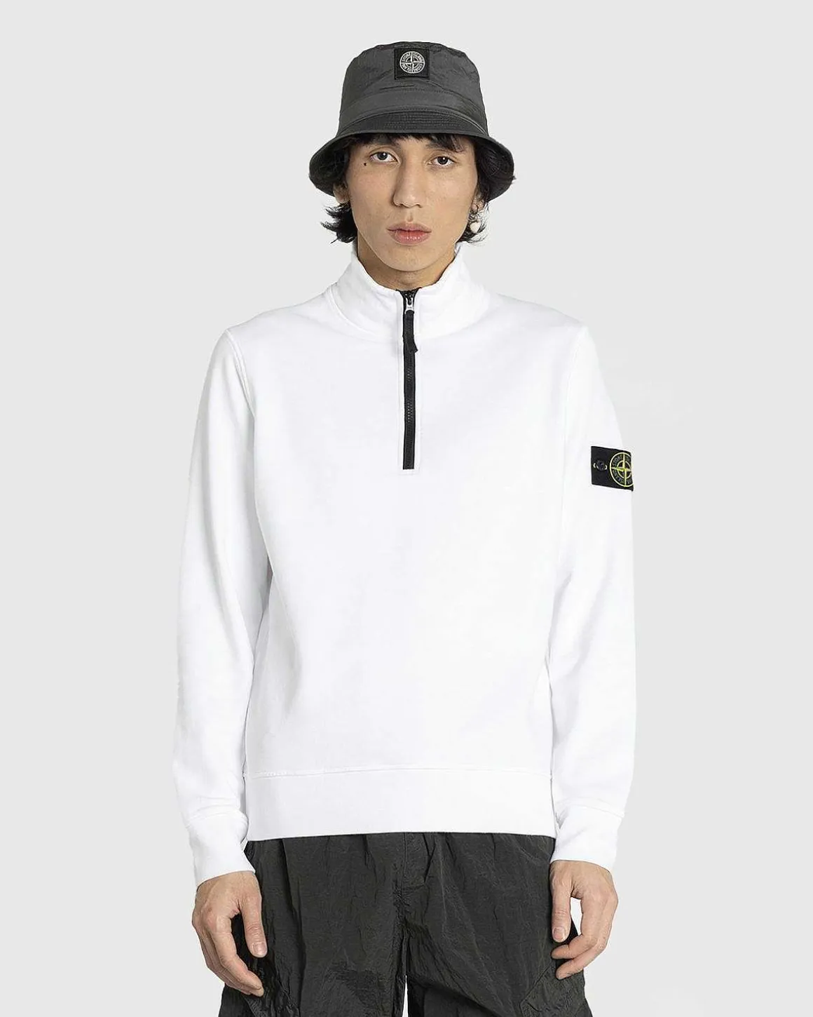 Hvid Sweatshirt Med Halv Lynlas