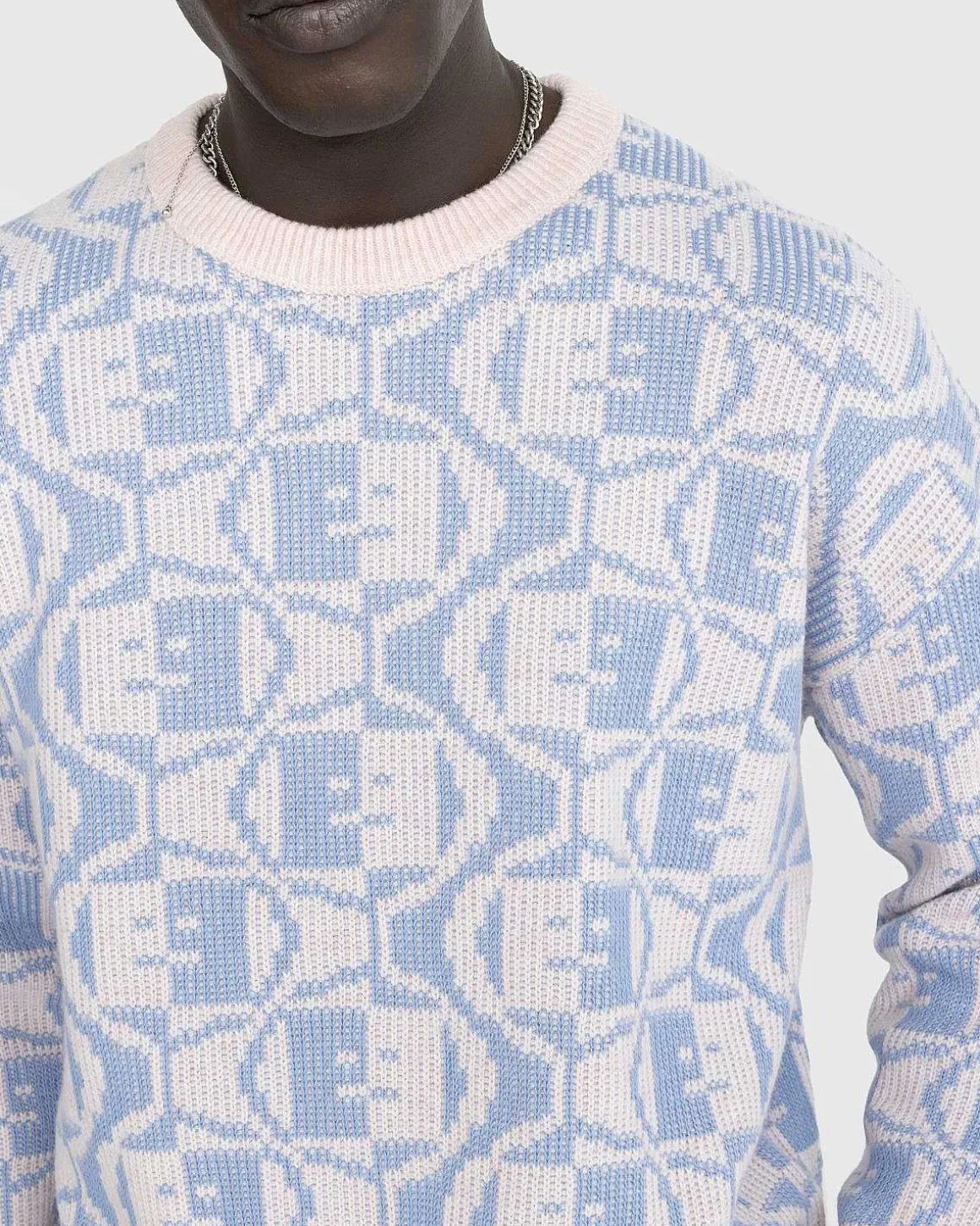 Jacquard Crew Neck Jumper Falmet Pink Melange/Lysebla