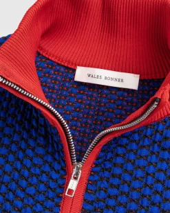 Jacquard Full-Zip Top Navy/Rod/Gul