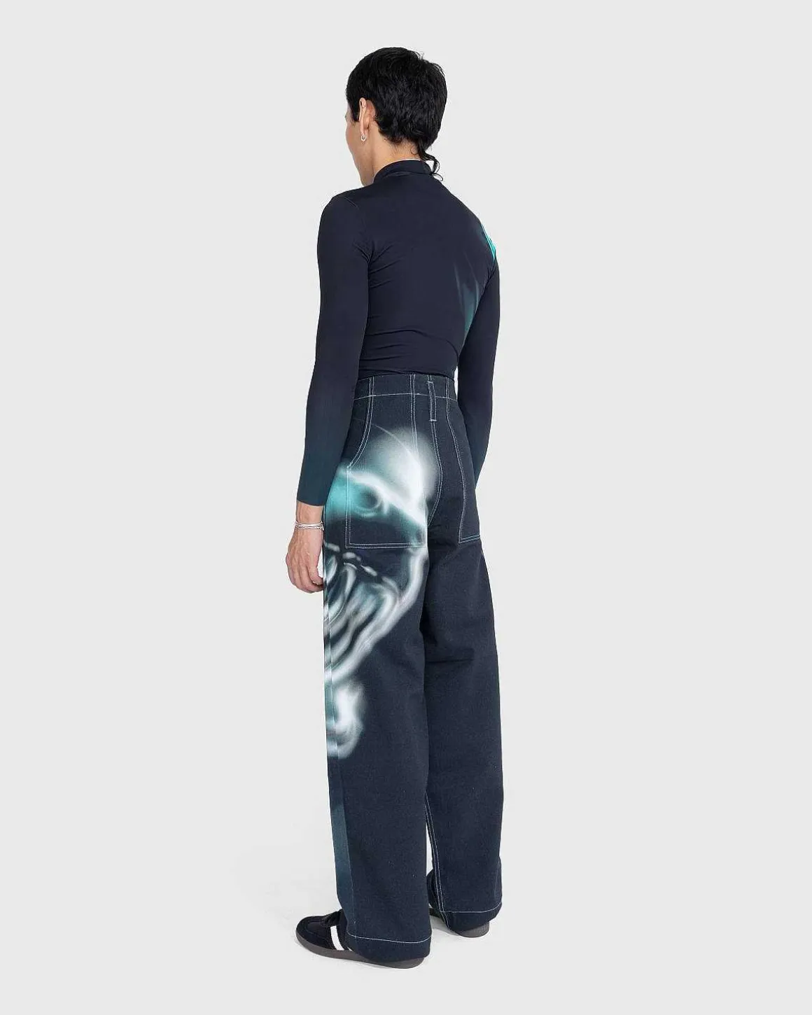 Jeans Med Tryk Blagron/Aqua