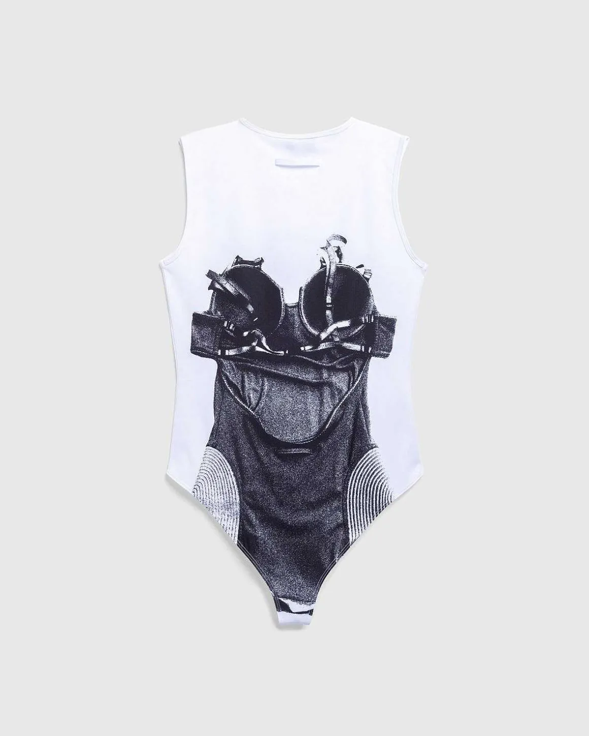 Jersey Body Printet Madonna Corset Trompe L'Oeil Hvid/Sort