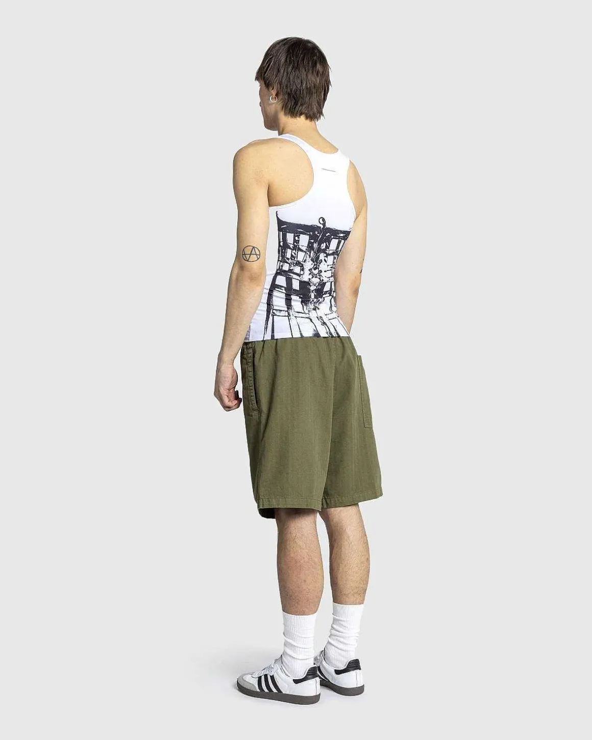 Jersey Top Trykt Cage Trompe L'Oeil Hvid/Sort
