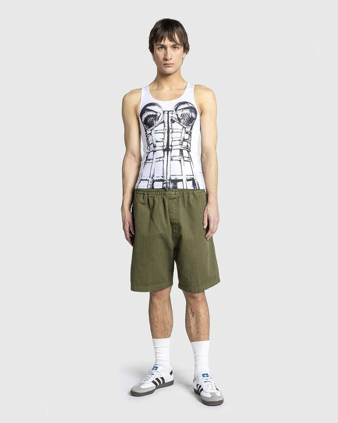 Jersey Top Trykt Cage Trompe L'Oeil Hvid/Sort