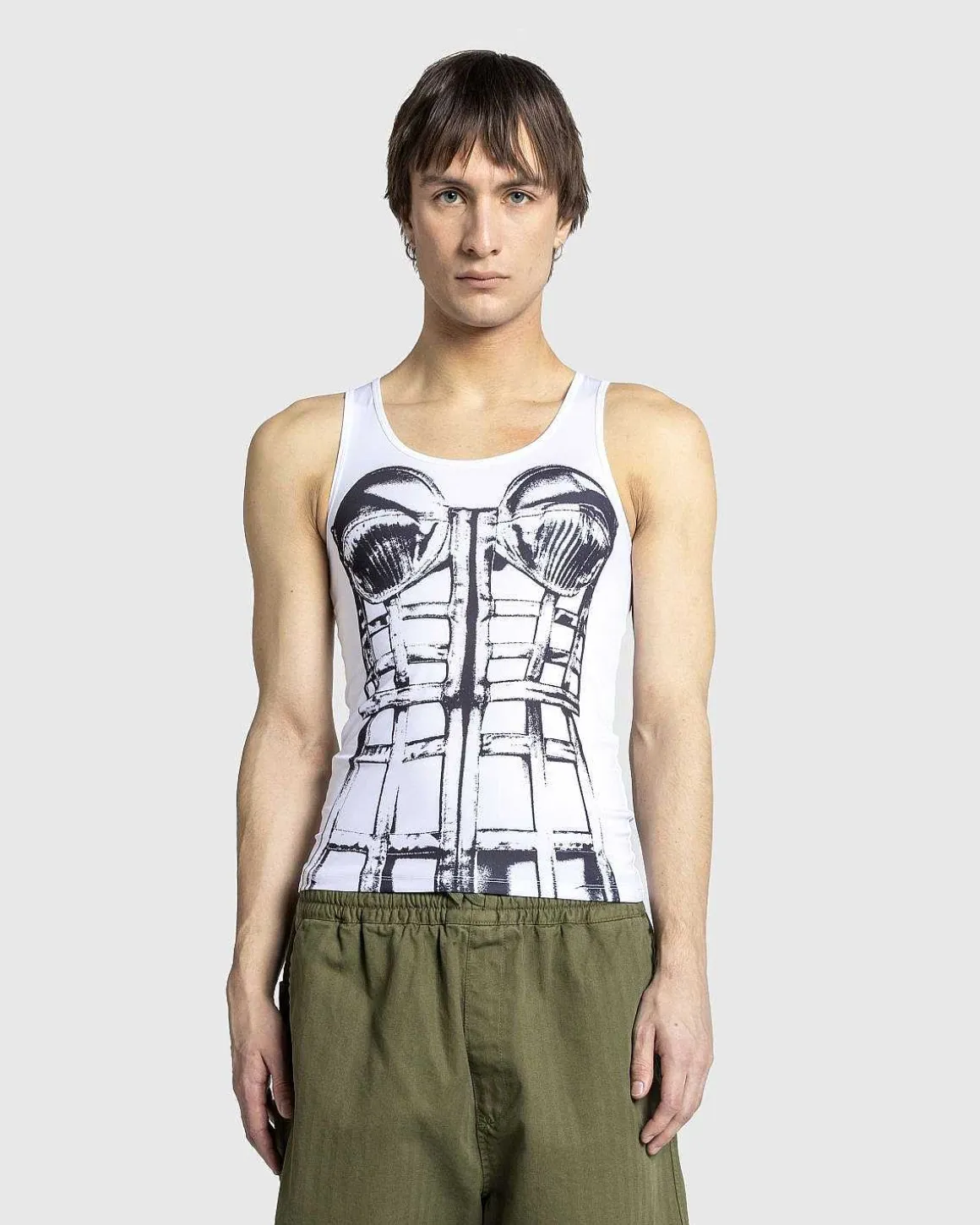Jersey Top Trykt Cage Trompe L'Oeil Hvid/Sort