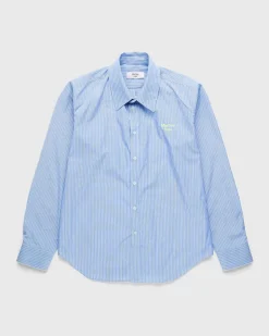 Klassisk Button-Down Skjorte Bla Og Hvid Stribe