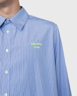 Klassisk Button-Down Skjorte Bla Og Hvid Stribe