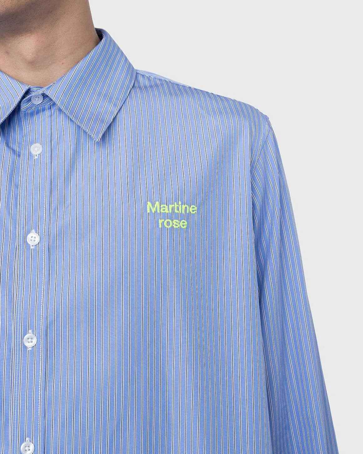 Klassisk Button-Down Skjorte Bla Og Hvid Stribe