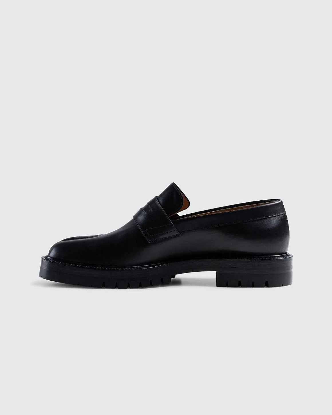 Laeder Tabi Mocassin Sort
