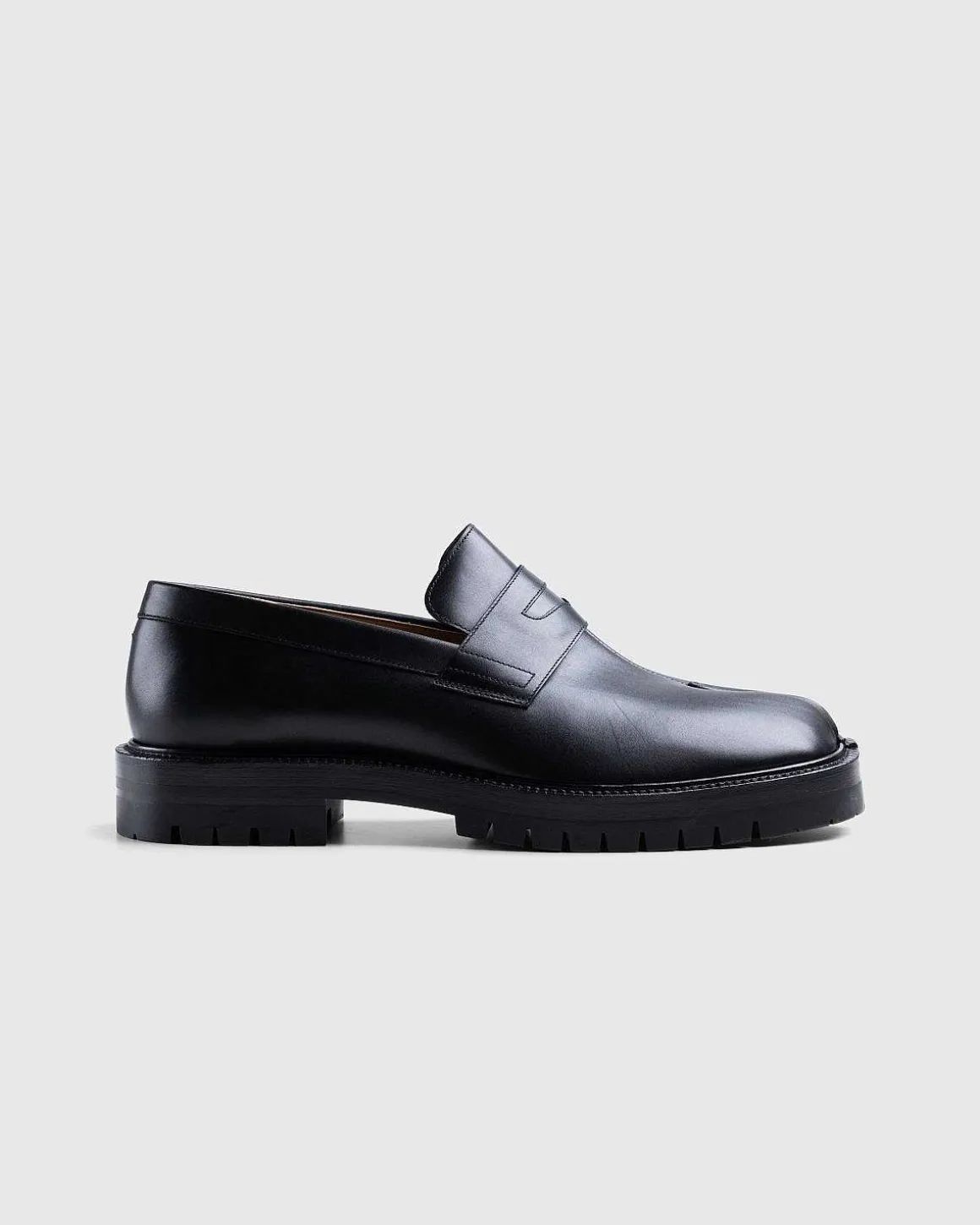 Laeder Tabi Mocassin Sort