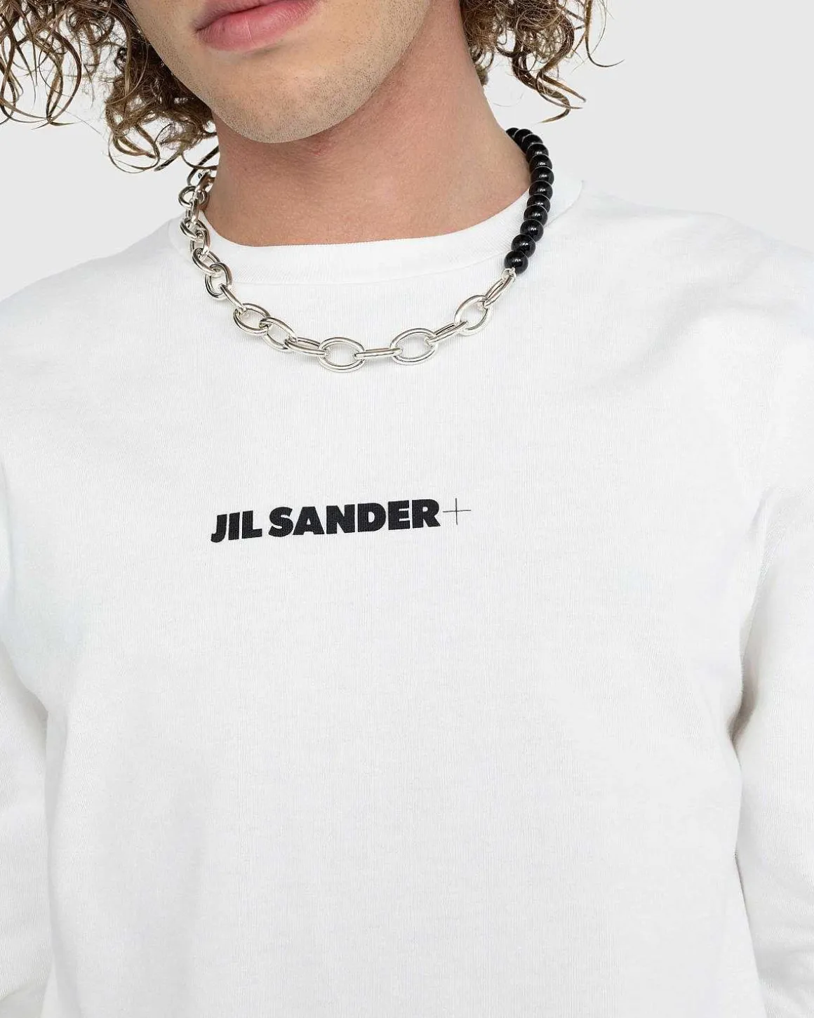 Langaermet Logo T-Shirt Porcelaen Hvid