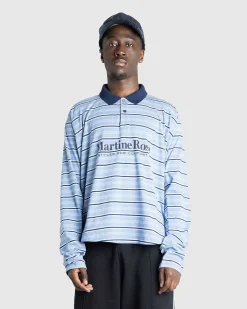 Langaermet Pulled Neck Polo Blue Stripe