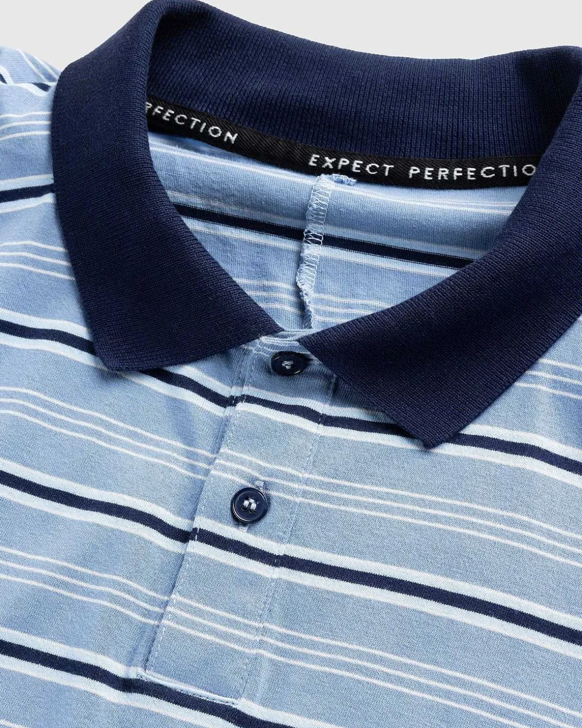 Langaermet Pulled Neck Polo Blue Stripe