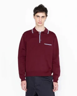 Langaermet Strik Polo Bordeaux