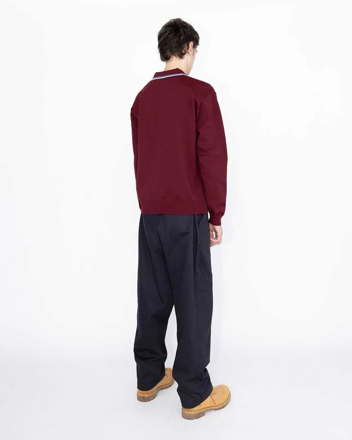 Langaermet Strik Polo Bordeaux